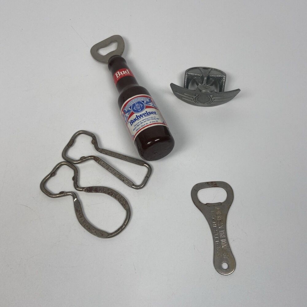 Vintage Lot Of Bottle Openers Budweiser Stegmaier Apollo And Marlboro Lot Of 5